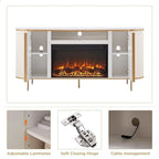 Meuble TV de luxe moderne avec cheminée électrique, meuble de divertissement, console TV, 70 po