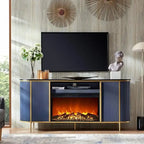 Meuble TV de luxe moderne avec cheminée électrique, meuble de divertissement, console TV, 70 po