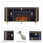 Meuble TV de luxe moderne avec cheminée électrique, meuble de divertissement, console TV, 70 po