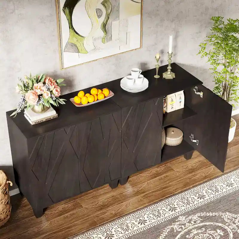 Buffet de cuisine/salle à manger de 140 cm avec étagères réglables