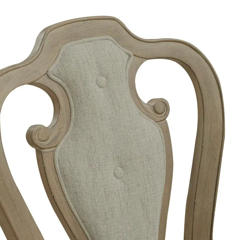 Fauteuil rembourré à dossier ajouré en bisque vieilli
