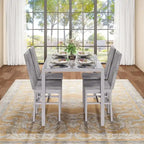 Table de salle à manger moderne avec plateau en verre trempé et chaises en cuir PU avec surpiqûres diamant