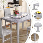 Table de salle à manger moderne avec plateau en verre trempé et chaises en cuir PU avec surpiqûres diamant