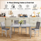 Table de salle à manger moderne avec plateau en verre trempé et chaises en cuir PU avec surpiqûres diamant