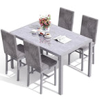 Table de salle à manger moderne avec plateau en verre trempé et chaises en cuir PU avec surpiqûres diamant