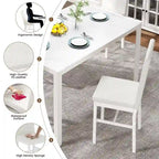 Table de salle à manger moderne avec plateau en verre trempé et chaises en cuir PU avec surpiqûres diamant