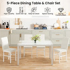 Table de salle à manger moderne avec plateau en verre trempé et chaises en cuir PU avec surpiqûres diamant
