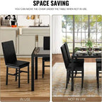 Table de salle à manger moderne avec plateau en verre trempé et chaises en cuir PU avec surpiqûres diamant