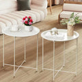 Tables de plateau TV rondes pliantes, petite table d'appoint ronde en acier, aucun assemblage requis - 47 x 47 x 50 cm