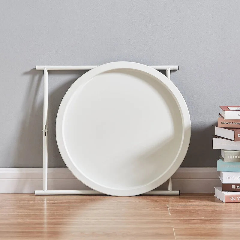 Tables de plateau TV rondes pliantes, petite table d'appoint ronde en acier, aucun assemblage requis - 47 x 47 x 50 cm