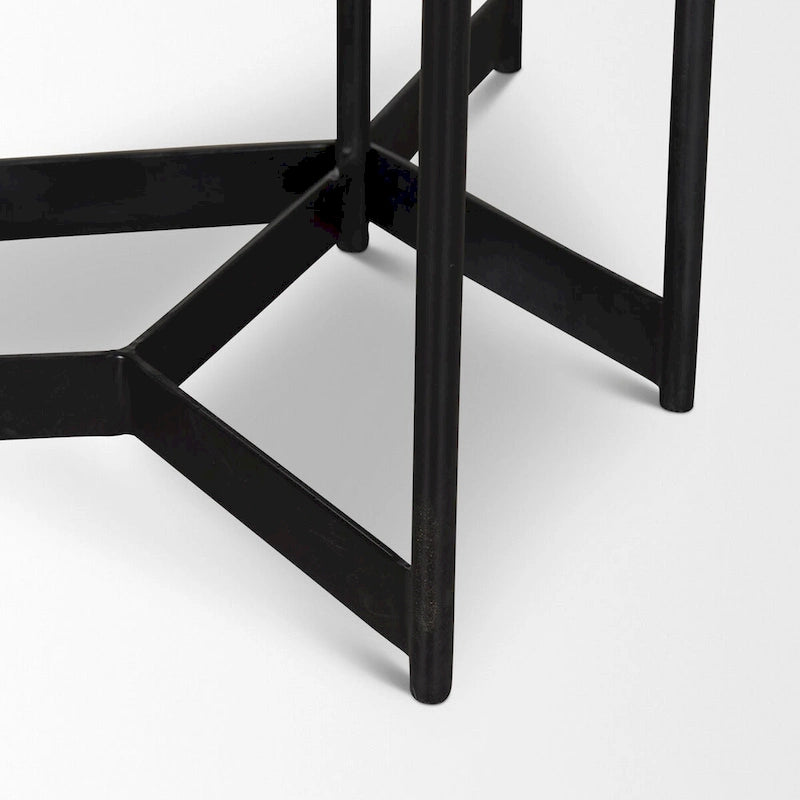 Tables gigognes d'appoint/de chevet en marbre et bois foncé