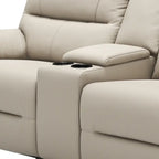 Causeuse inclinable électrique en cuir avec console et porte-gobelets