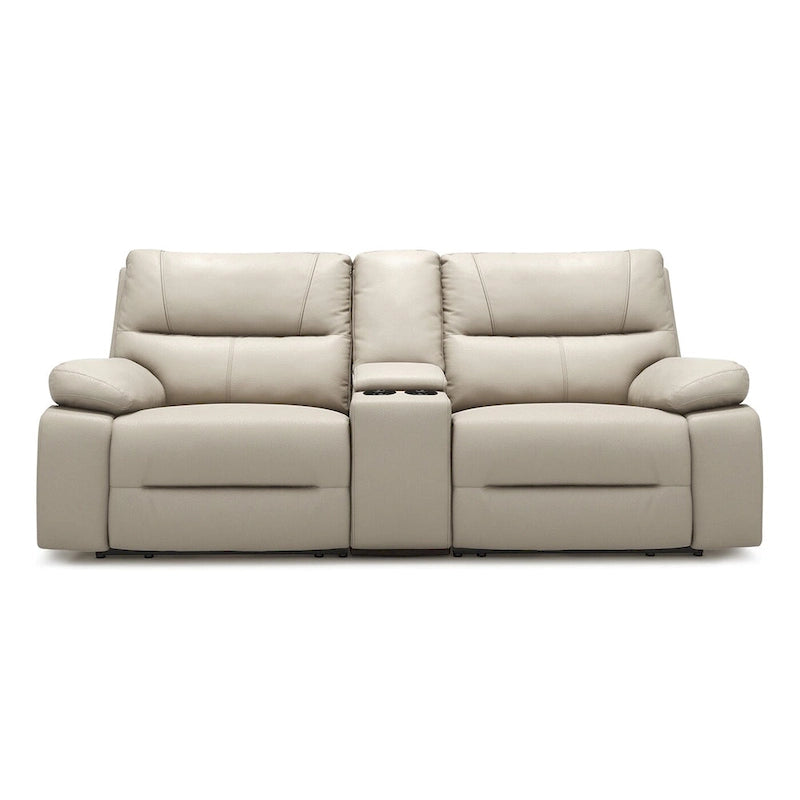 Causeuse inclinable électrique en cuir avec console et porte-gobelets