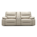 Causeuse inclinable électrique en cuir avec console et porte-gobelets