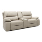Causeuse inclinable électrique en cuir avec console et porte-gobelets