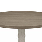 Table à manger ronde de 59 pouces, Piètement central, Blanc, Gris
