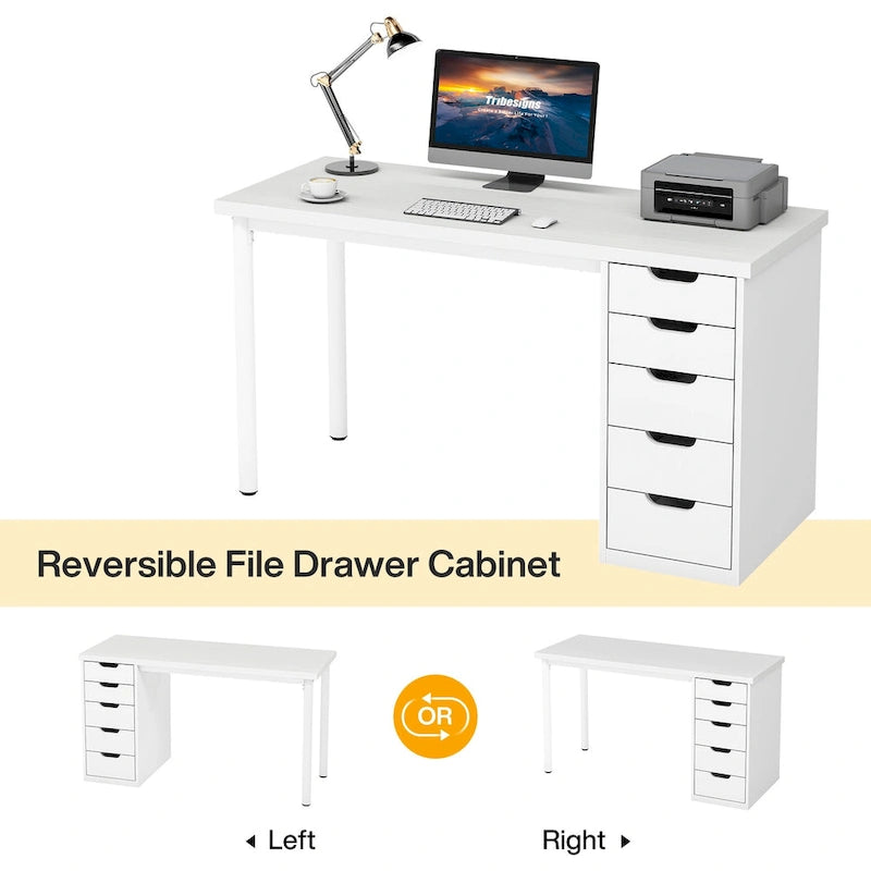 Bureau informatique moderne avec 5 tiroirs