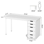 Bureau informatique moderne avec 5 tiroirs