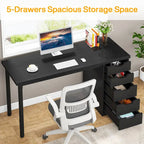 Bureau informatique moderne avec 5 tiroirs
