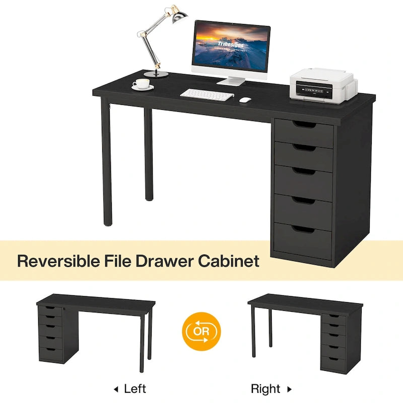 Bureau informatique moderne avec 5 tiroirs