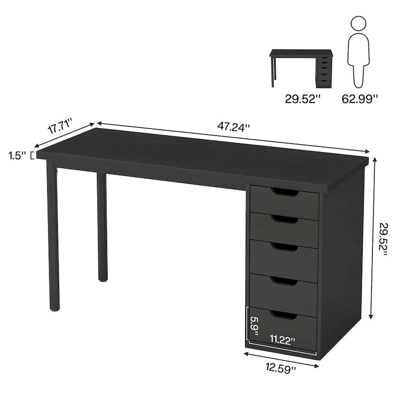 Bureau informatique moderne avec 5 tiroirs