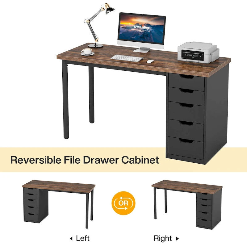 Bureau informatique moderne avec 5 tiroirs