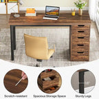 Bureau informatique moderne avec 5 tiroirs