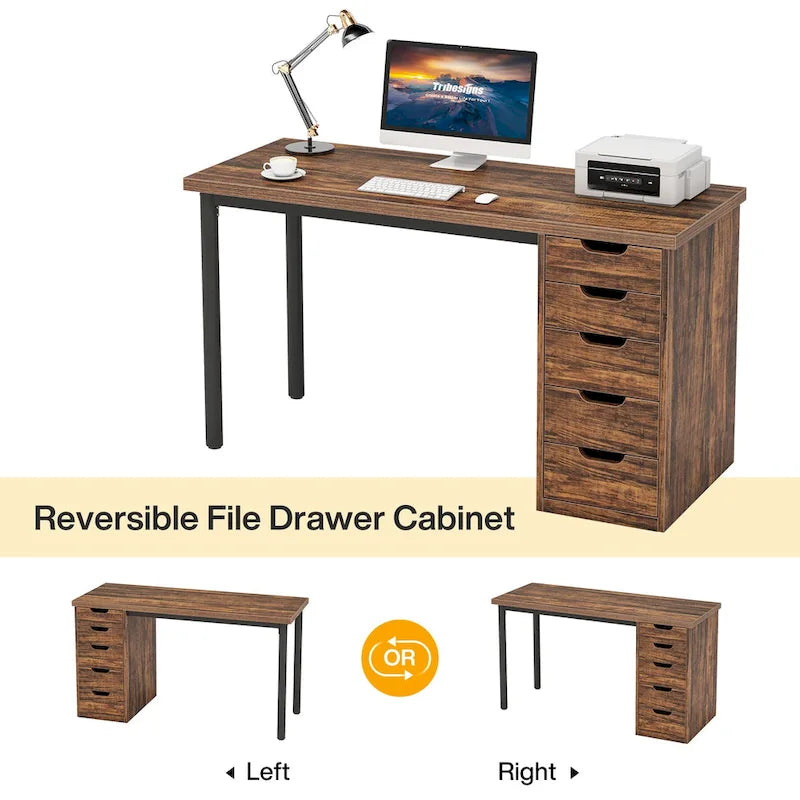 Bureau informatique moderne avec 5 tiroirs