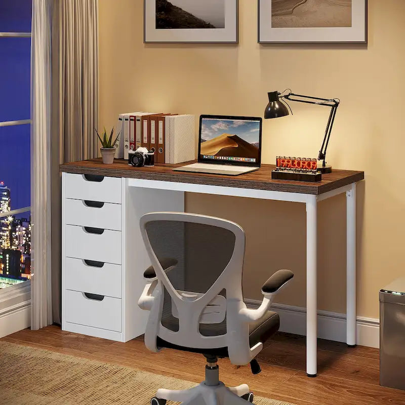 Bureau informatique moderne avec 5 tiroirs