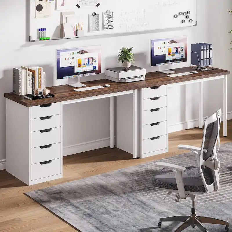 Bureau informatique moderne avec 5 tiroirs