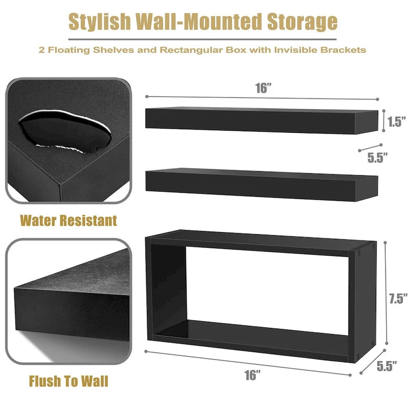 Étagères murales flottantes - 16L X 5,5W X 7,75H