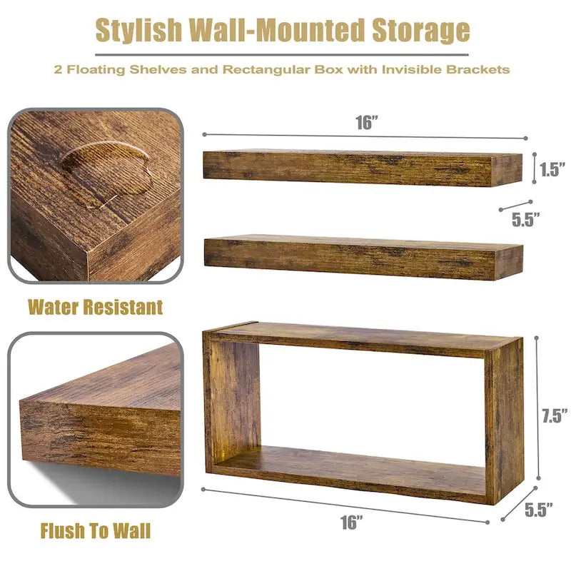 Étagères murales flottantes - 16L X 5,5W X 7,75H