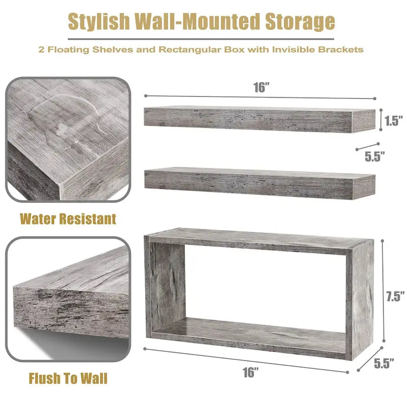 Étagères murales flottantes - 16L X 5,5W X 7,75H