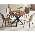 Table à manger avec piètement en métal, style mid-century, pour 4-6 personnes, plateau en MDF, pied central