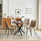 Table à manger avec piètement en métal, style mid-century, pour 4-6 personnes, plateau en MDF, pied central