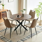 Table à manger avec piètement en métal, style mid-century, pour 4-6 personnes, plateau en MDF, pied central